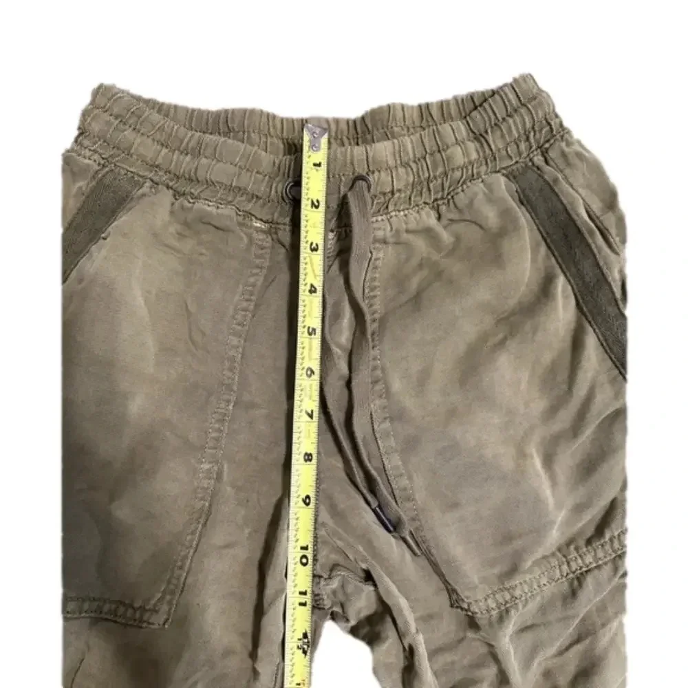 Zara Cargo Linen Jogger Cropped Pants with pockets in Olive Army Green XS